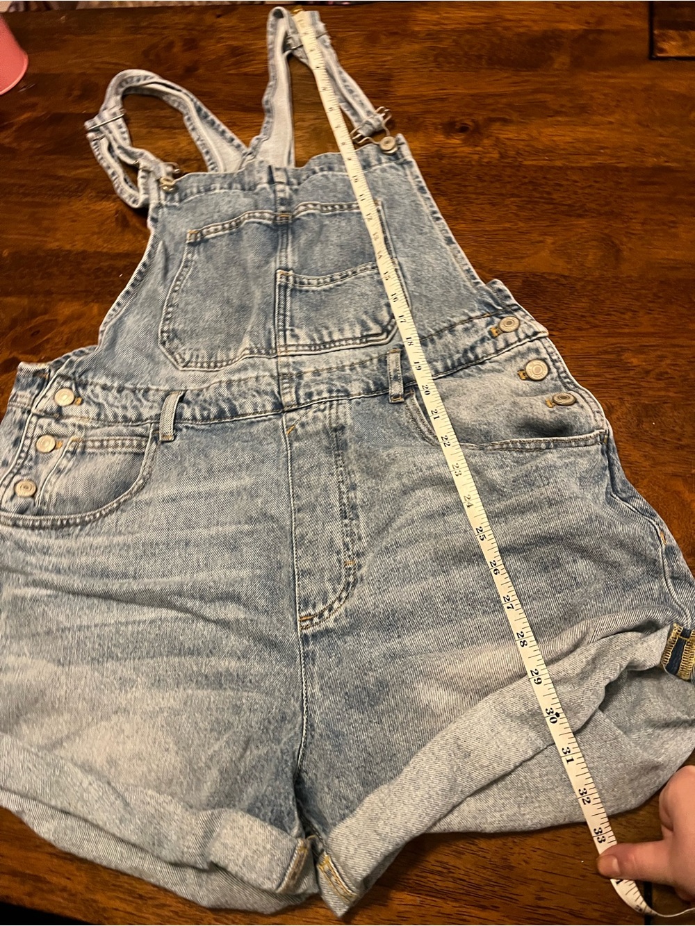 Free People We The Free Ziggy Shortalls Large 100% Cotton Blue Jean Overalls - Picture 8 of 14